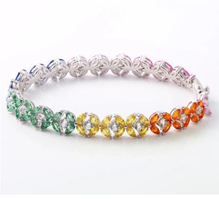 Spring New Petal Gem 925 Sterling Silver Fashion Bracelet