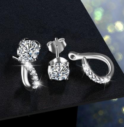 Unique Design And Multiple Wearing Methods 925 Sterling Silver Gold Plating Fashion Lady Earrings