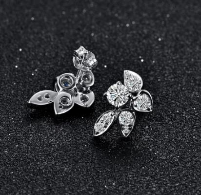 Leaf shaped gem Earrings 925 Sterling Silver Gold Plating Earrings