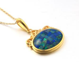 Wholesale Opal Pendant DIY Cat Necklace Lovely Design Mother's Day Gift