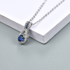 Blue Sapphie Sterling Silver Pendants Women Party Silver Jewelry Created Sapphire Casual Style Necklace