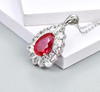 Red Ruby Sterling Silver-Pendant Created Red Ruby Women Silver Pendant Gift Pendants