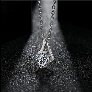 Excellent Cut Pass Silver Color Good Clarity 925 Silver Pendant Necklace for Women Gift