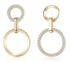 Simple Ring Lock Design 925 Sterling Silver Gold-plated Lovely Gem Earrings