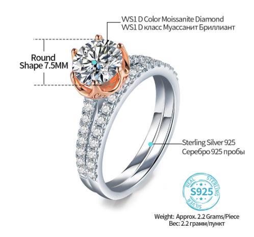 Solid Lab Grown Diamond D Color Moissanite Engagement Ring