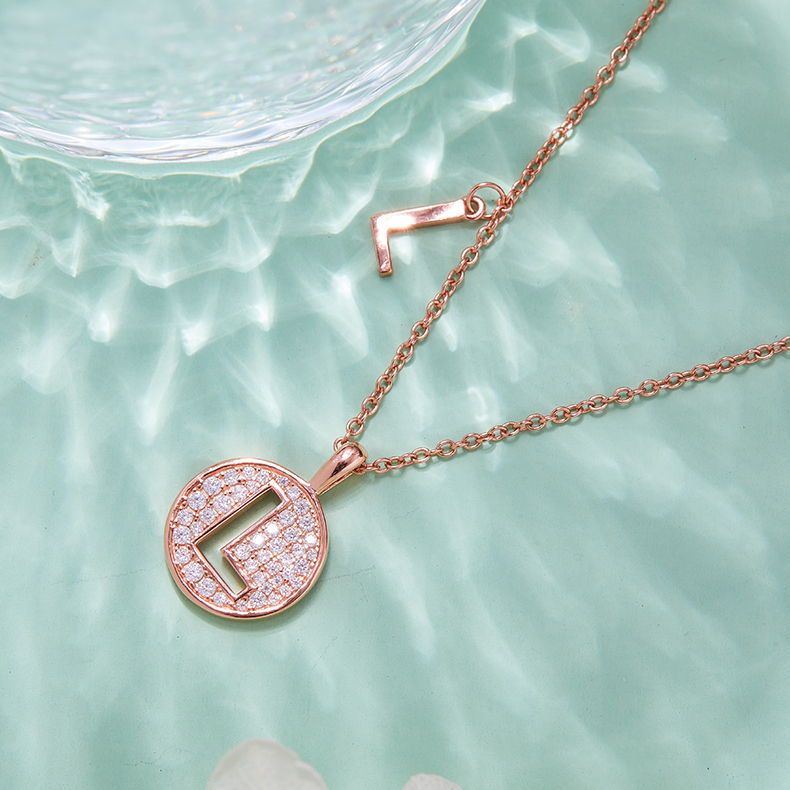 Alphabetic series L Lovely Rose Gold Necklace