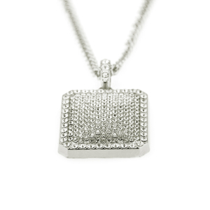 Gold and Silver Diamond square badge Pendant