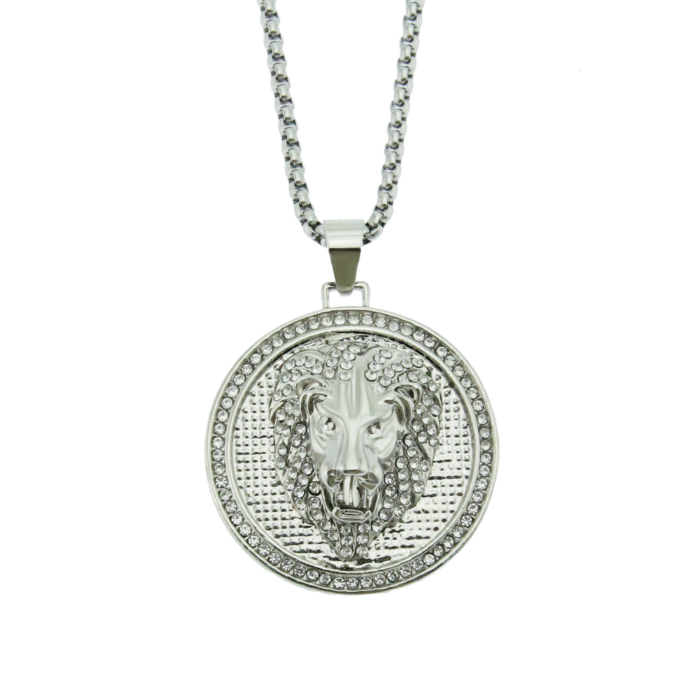 Hip Hop Round Lion Head Necklace Pendant