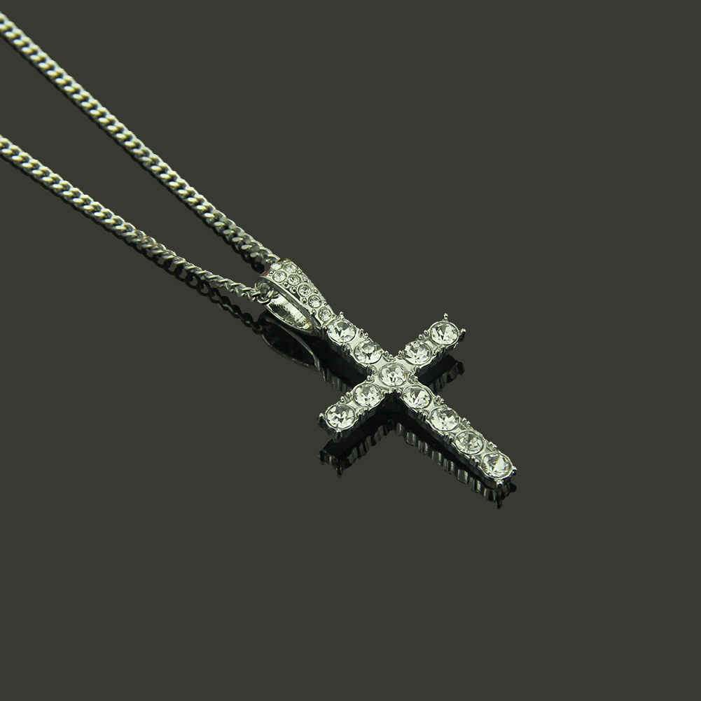 Hip Hop Religious Cross Ecklace Silver Pendant