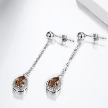 Color Change Stone S925 Women Earring Turkish Created Diaspore Pear Cut Birthday Gifts