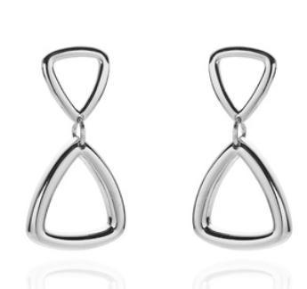 Double Triangle 925 Sterling Silver Gold Plated Women's Earrings