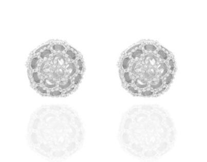 Small Hollow Out Flower 925 Sterling Silver Plated Fashion Earrings