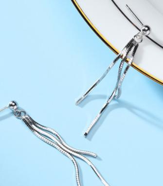 Simple Tassel 925 Sterling Silver Gold Plated Women's Fashion Earrings