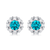 Blue Gem 925 Sterling Silver Plated Elegant Earrings