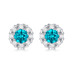 Blue Gem 925 Sterling Silver Plated Elegant Earrings