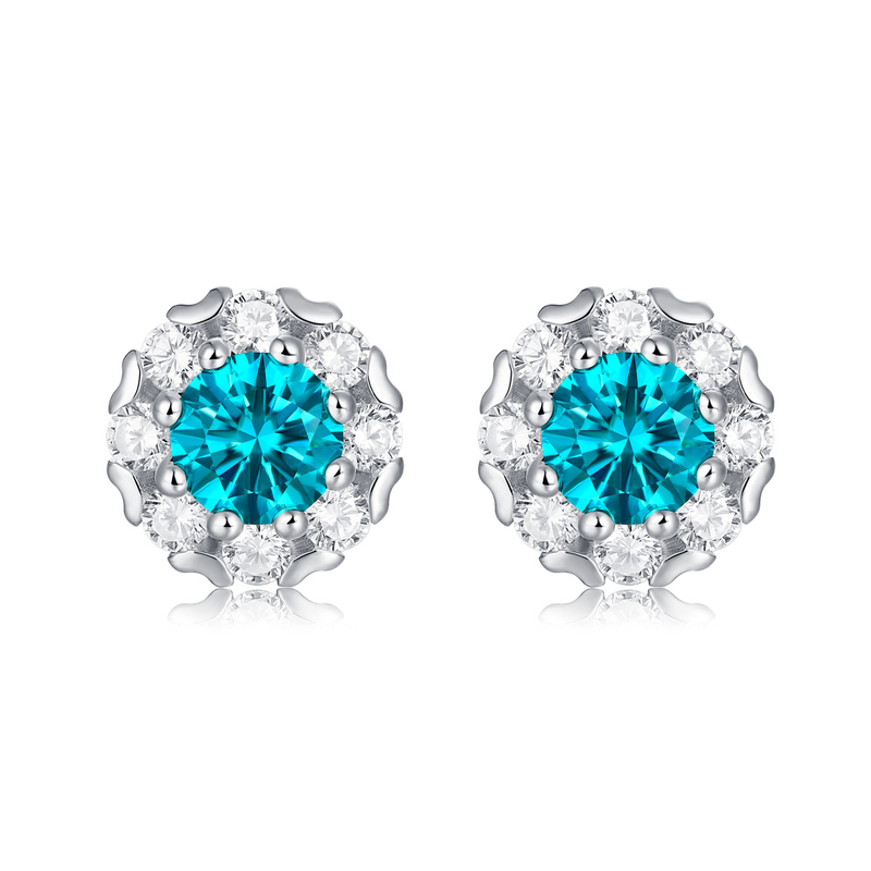 Blue Gem 925 Sterling Silver Plated Elegant Earrings