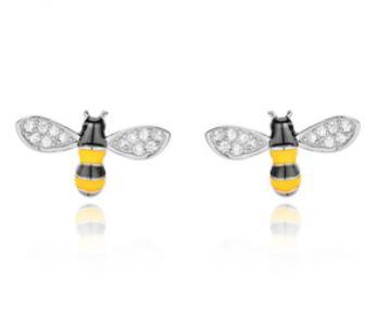 Cute Animal Series 925 Sterling Silver Gold-plated Honeybee Earrings