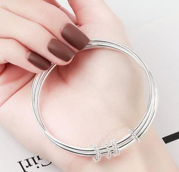 Simple hand Vintage feather leaf personalized S925 Silver Bracelet