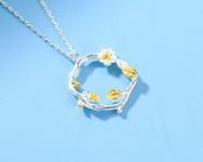 925 Korean Ins Flower Chain Clavicle Necklace Women's Fashion Sterling Silver Necklace