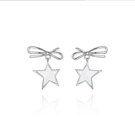 Bow Star 925 Sterling Silver Plated Women's Cute Earrings