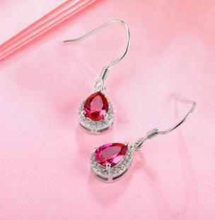 Multicolor Pear Shape 925 Sterling Silver Plated Fashion Earrings