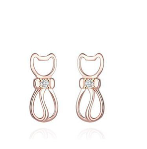 Elegant And Lovely Kitten 925 Sterling Silver Plated Women's Earrings