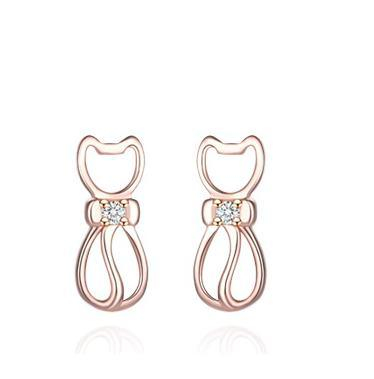 Elegant And Lovely Kitten 925 Sterling Silver Plated Women's Earrings