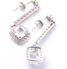 Pink Purple Gem 925 Sterling Silver Plated Fashion Earrings