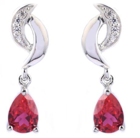 Precious Ruby 925 Sterling Silver Plated Fashion Earrings