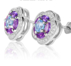 Purple Moissanite Flowers 925 Sterling Silver Plated Fashion Earrings