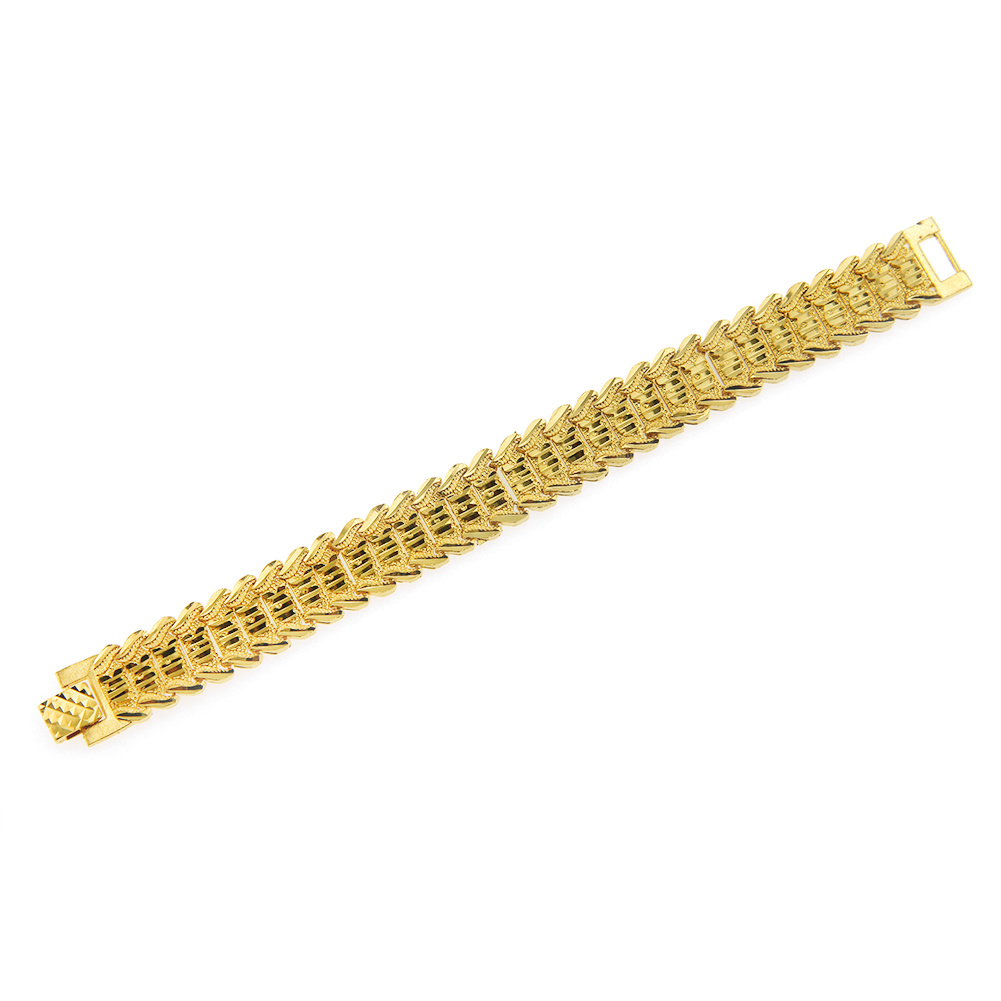 Deluxe 16mm brass inlaid CZ Bracelet Cuban Bracelet