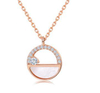 New S925 Silver Hollow Inlaid Shell Semicircle Geometric Necklace