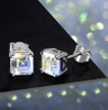 White Transparent Square Cut Gem Earrings 925 Sterling Silver Gold Plating Earrings