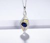 Blue Sapphire Pendant Necklace for Women Real 925 Sterling Silver Jewelry Fine Fashion Jewellery Gifts