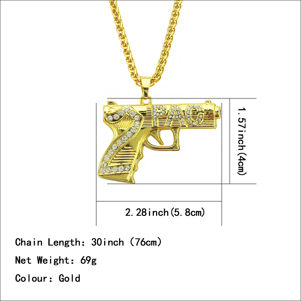 Hip Hop Pistol And Letter Necklace Pendant Fashion Jewelry