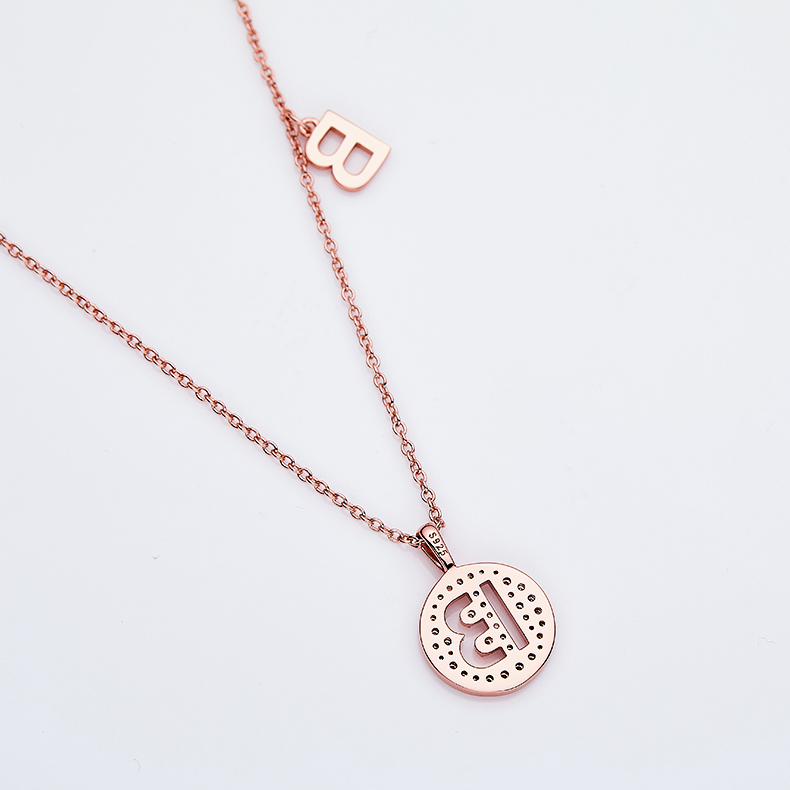 Alphabetic series B Lovely Rose Gold Necklace