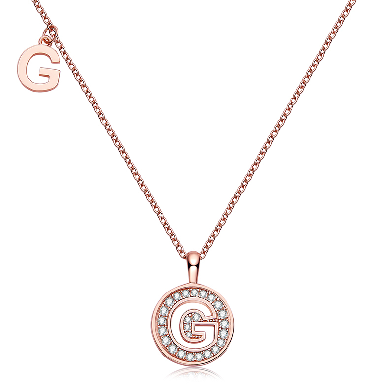 Alphabetic series G Lovely Rose Gold Necklace