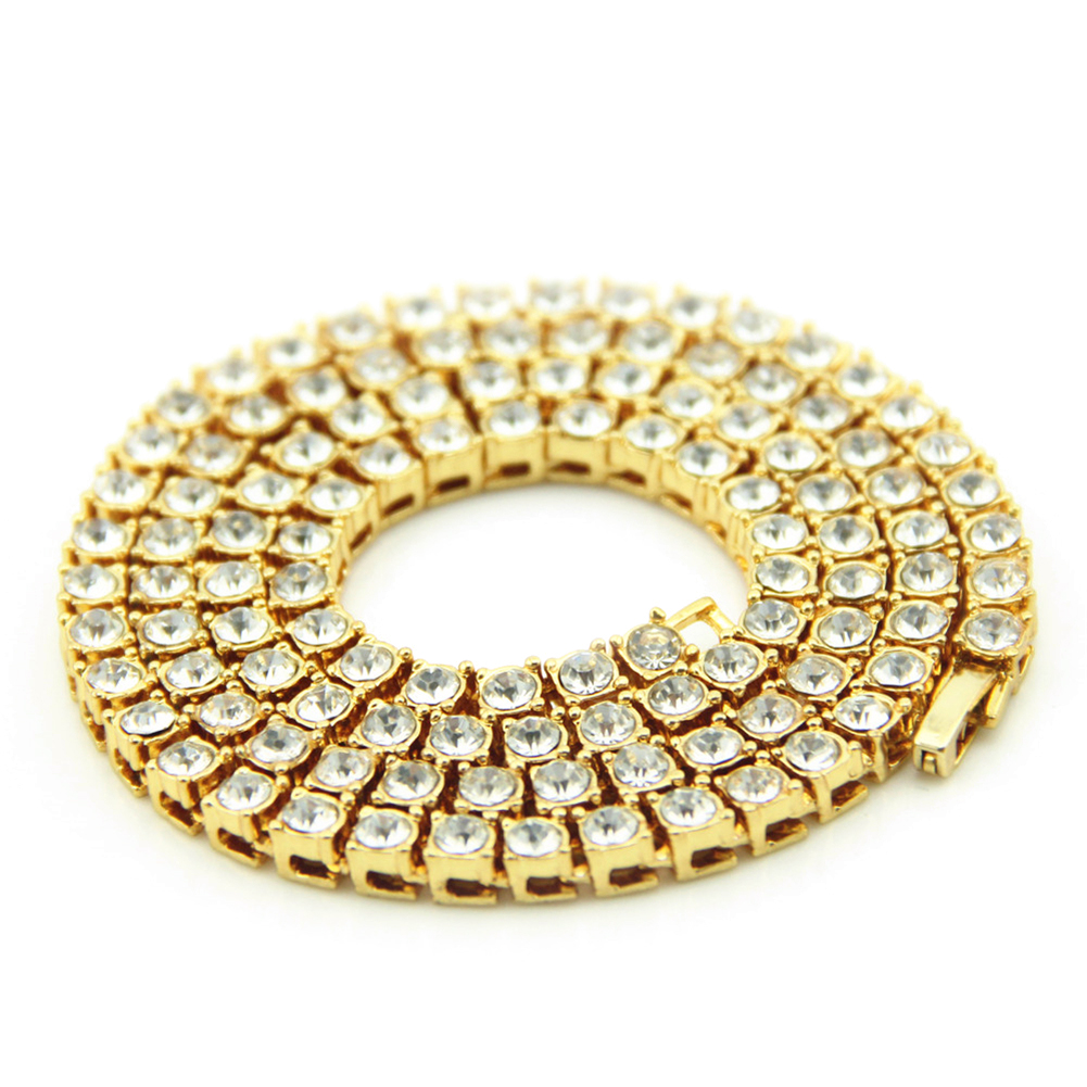 Hip Hop Single Row Rhinestone Alloy Necklace