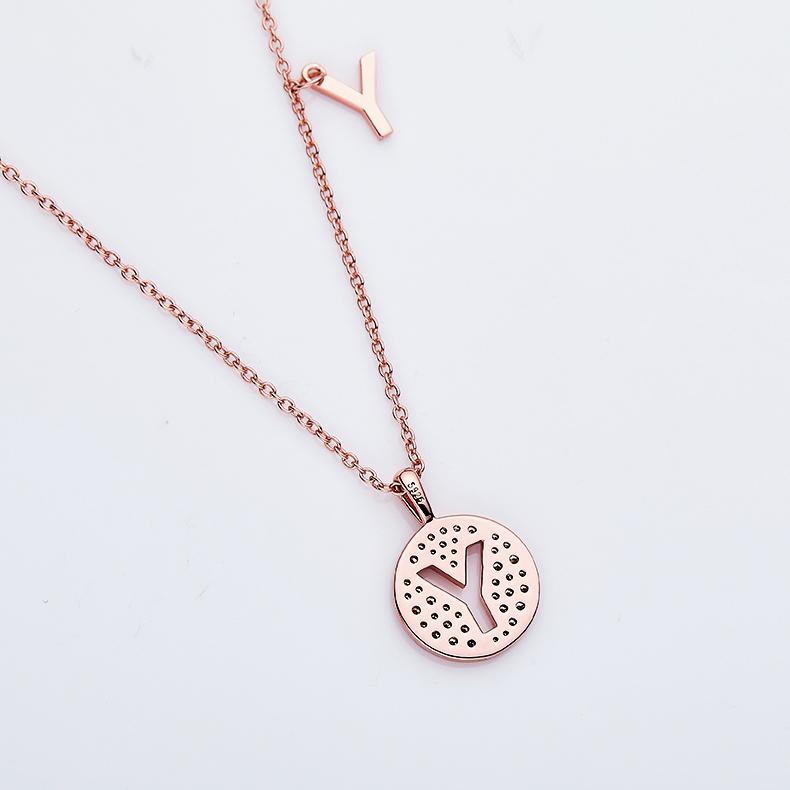 Alphabetic series Y Lovely Rose Gold Necklace