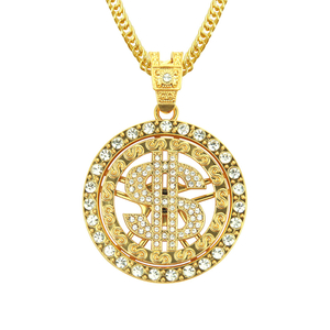 Hip Hop Gold Dollar Pendant Necklace