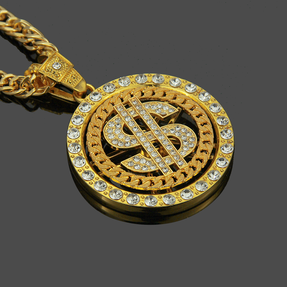 Hip Hop Rotating Dollar Necklace Pendant