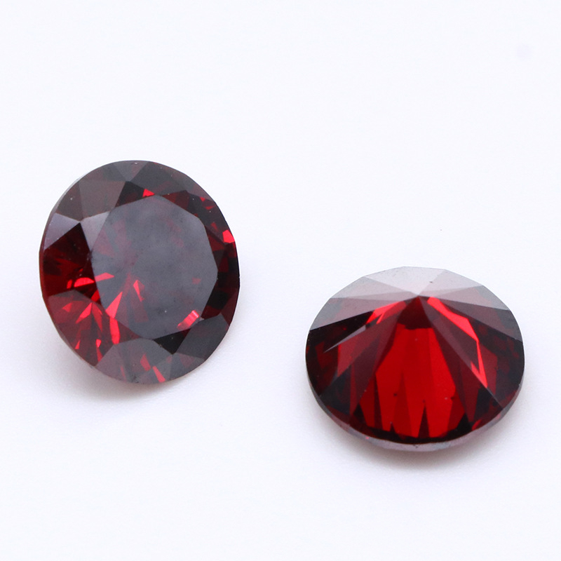 Garnet Red Cubic Zirconia Round Section Matching Stone