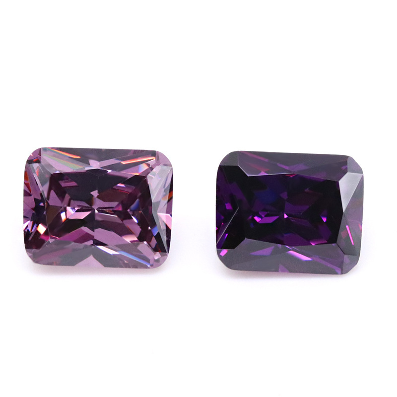 Fuchsia 3A Crystal DEF Color VVS 3EX Rectangular Cubic Zirconia