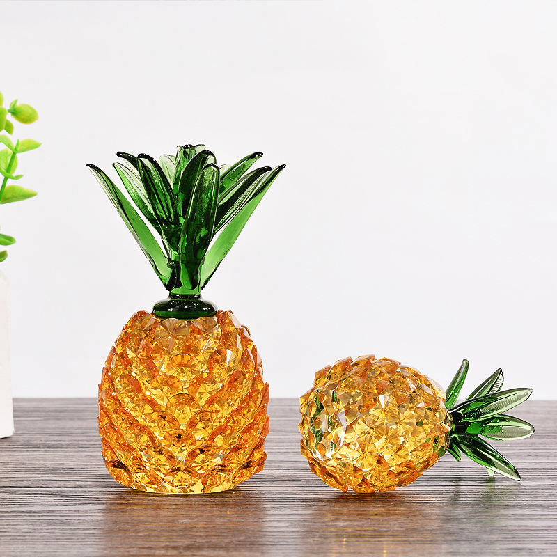 Home Decoration Crystal Ornaments Ruyi Pineapple Porch Wine Cabinet Artificial Crystal Ornaments Gift Wholesale