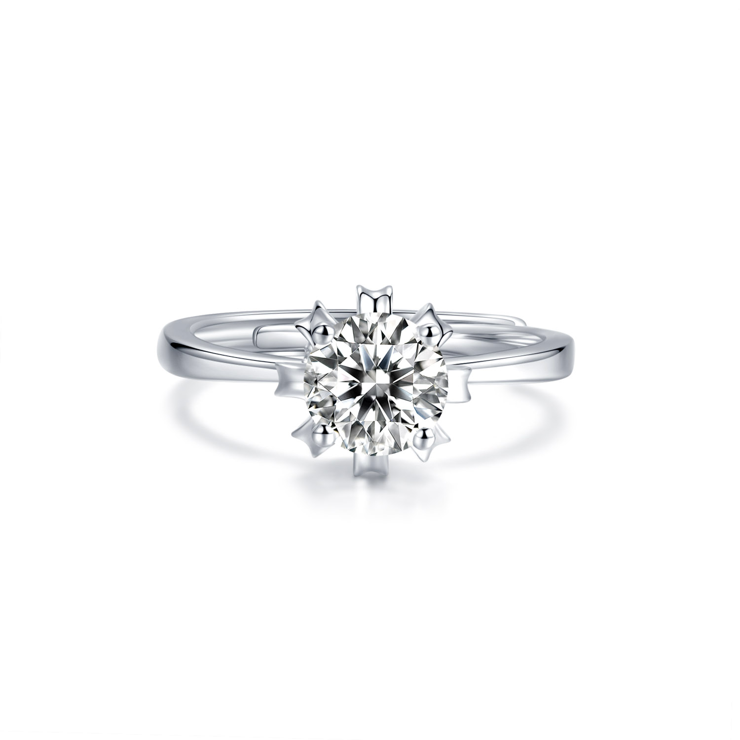 Crown Ring Support VVS Moissanite 925 Silver Plated Platinum Ring