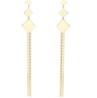 Multi Layered Diamond 925 Sterling Silver Gold Plated Women's Earrings