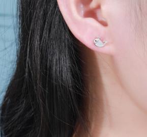 Marine Life Series 925 Sterling Silver Plated Whale Earrings