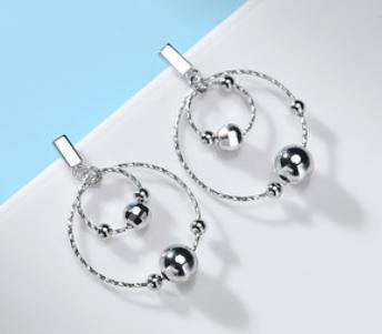 Round Bead 925 Sterling Silver Gold-plated Cute Earrings