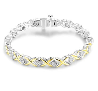 925 Sterling Silver 18K Tennis Women's Mosan Stone Bracelet Charm Bracelet