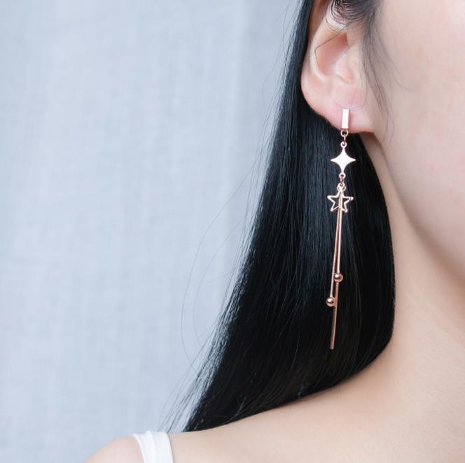 Star Tassel 925 Sterling Silver Gold Plated Pop Earrings